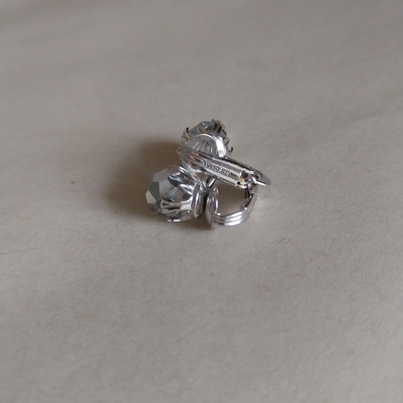 Sherman Faceted Silver Clip-On Earrings - Picture 5 of 12